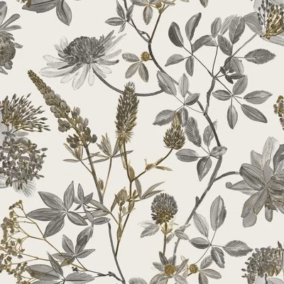 Обои Veer Decor Botanical Blueprint с рисунком ветвей, серые