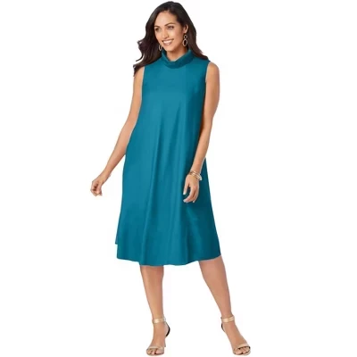 Женское платье Jessica London Georgette Mock Neck, бирюзовое