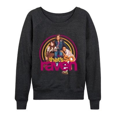Women's -  - Characters Lightweight French Terry Wide Neck Long Sleeve Graphic Shirt heather charcoal