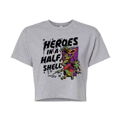 Женская - Mutant Mayhem - Heroes В укороченной графической футболке Half Shell серого цвета