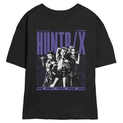 Женская футболка для юниорок Huntrix World Tour для девочек черная