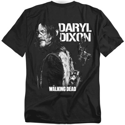 Мужская однотонная футболка The Walking Dead с Дэрилом Диксоном на спине черного цвета