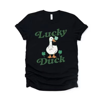 Женская футболка с коротким рукавом и рисунком Lucky Duck черного цвета
