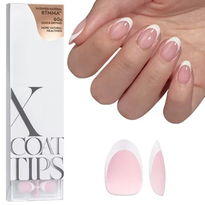 Накладные ногти BTArtboxnails XCOATTIP® - Белый Френч - Миндальные ногти -150 карат