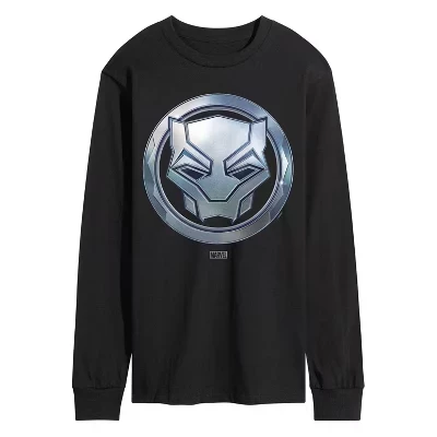 Men's -  - Black Panther Circle Logo Long Sleeve Graphic T-Shirt black