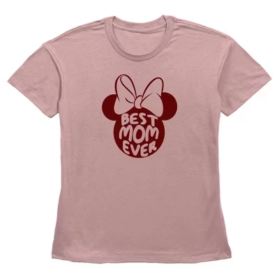 Женская футболка с силуэтом Minnie Mouse Best Mom Ever розового цвета
