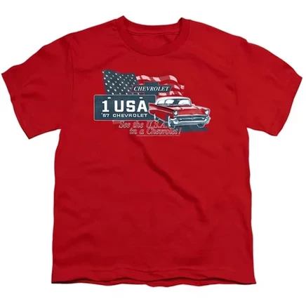 Детская футболка Chevrolet See The USA, красная