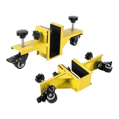 Дверная тележка Heavy Duty - Комплект для установки дверей грузоподъемностью 750 фунтов из 2 упаковок, подходит для панелей 0-1-7 / 8 дюймов с запирающимися колесиками для строительства / реконструкции. Желтый