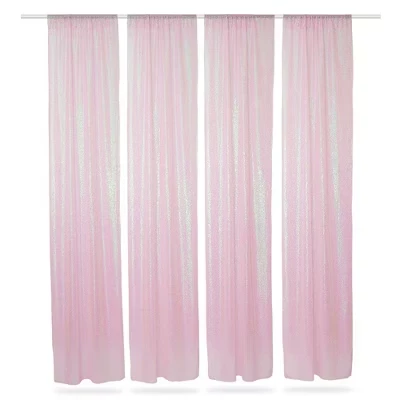 Шторы-фон Lann's Linens, 4 шт., 61×244 см, розовые