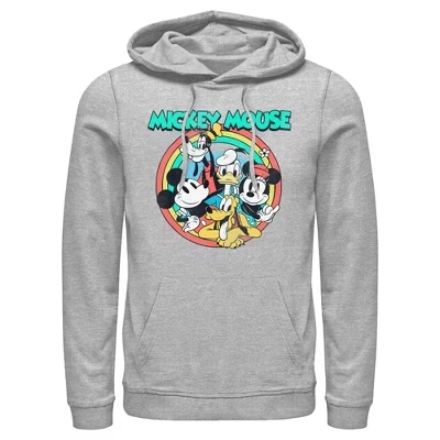 Мужская винтажная групповая съемка Mickey & Friends с капюшоном поверх спортивной Хизер