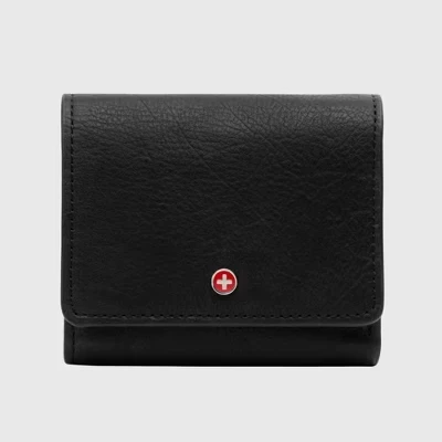 Женский RFID кошелек из натуральной кожи Trifold ID Window Coin Pouch Card Case Маленький компактный женский кошелек черного цвета