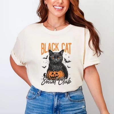 Футболка Black Cat Social Club, окрашенная в тыквенный цвет