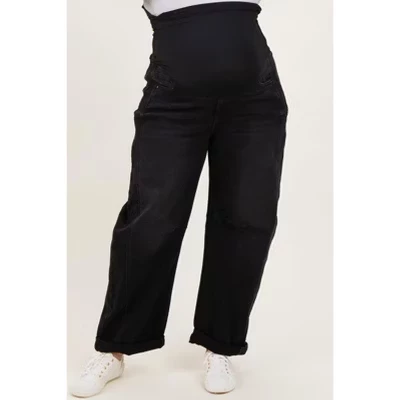 Джинсы для беременных PinkBlush barrel fit, черные