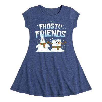 Графичное платье с коротким рукавом Frosty Friends Fit & Flair от heather темно-синего цвета