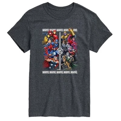 Men's -  - Super Heroes Vs Villains Short Sleeve Graphic T-Shirt heather charcoal