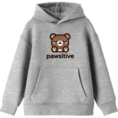 Молодежная толстовка с длинным рукавом Pawsitive Bear серого цвета