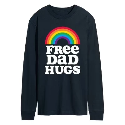 Мужская футболка с длинным рукавом Dad Hugs и графическим принтом в стиле Free Dad Hugs темно-синего цвета