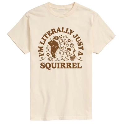 Мужская футболка с коротким рукавом I'm Literally Just a Squirrel кремового цвета с графическим принтом