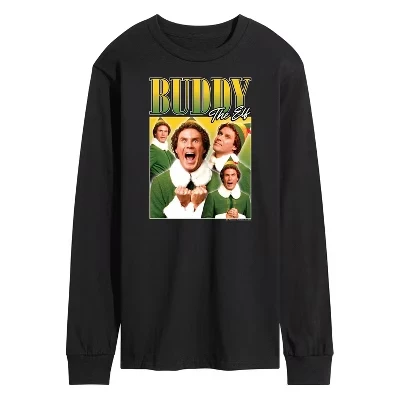 Мужская футболка с длинным рукавом ELF - Christmas Buddy черного цвета с графическим рисунком