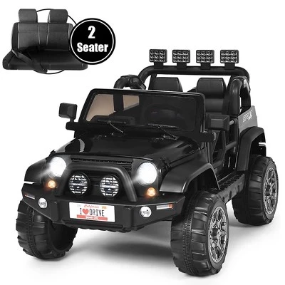 12V Дети катаются на автомобиле 2-местный Грузовик RC Электромобили с помещением для хранения черный