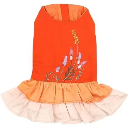 'Color Block Garden Dress' for Dogs and Cats, Comfortable and Stylish, Summer Outfit, Orange