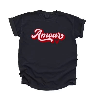 Женская футболка Amour Retro с коротким рукавом, окрашенная в черный цвет