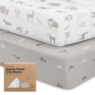 простыни для детской кроватки 2pk Soothe, нейтральные, органические, подходят для стандартного детского матраса savannah размером 52x28 см
