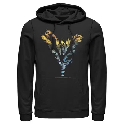 Мужская толстовка с капюшоном Dragon Flame силуэта Pull Over черного цвета