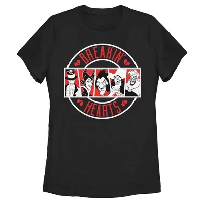 Women's  Villains Valentine's Day Breakin' Hearts T-Shirt black