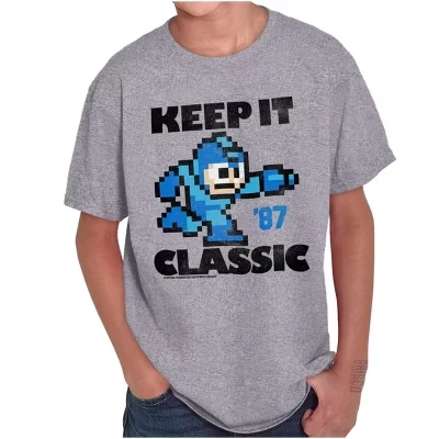 Футболки Mega Man Keep it Classic 80-х годов с круглым вырезом для мальчиков и девочек, лицензированные