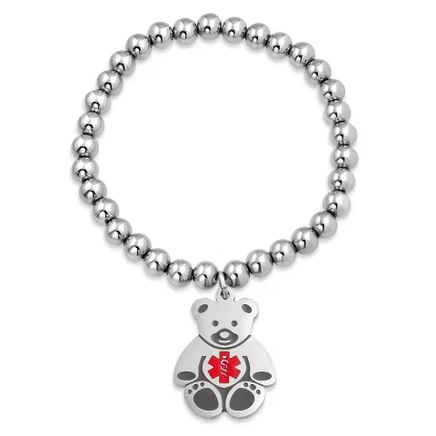 Медицинский браслет Bling Jewelry на резинке с мишкой