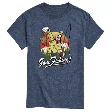 Мужская футболка с коротким рукавом Goofy Gone Fishing с графическим рисунком heather blue