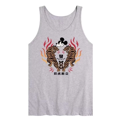 Мужская майка с рисунком Микки и двух тигров-близнецов athletic heather