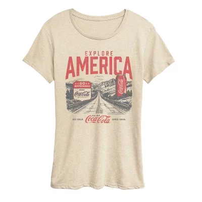 Женская футболка Explore America Coca-Cola с коротким рукавом и рисунком birch