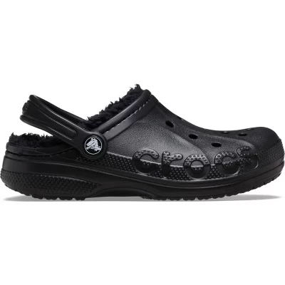 Детские сабо Crocs Baya Lined с флисовой подкладкой, черные