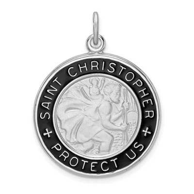 Подвеска Black Bow St. Christopher, 24 мм, черная эмаль