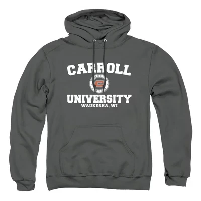 Толстовка с капюшоном для взрослых с официальным логотипом Carroll University Circle, черная