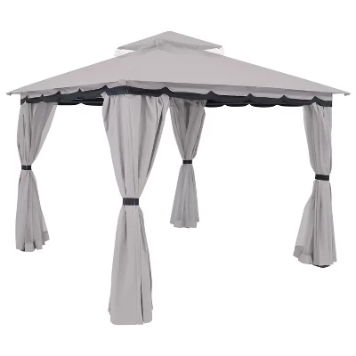 Садовая беседка Sunnydaze Decor с сеткой, серая