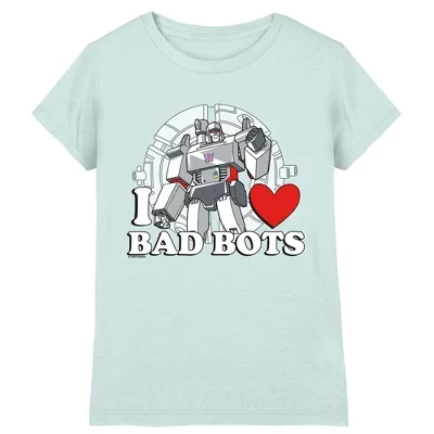 Girl's  Valentine's Day I Love Bots T-Shirt light blue