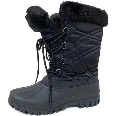Women's Snow Boots Black Fur Warm Zipper Winter Shoes black