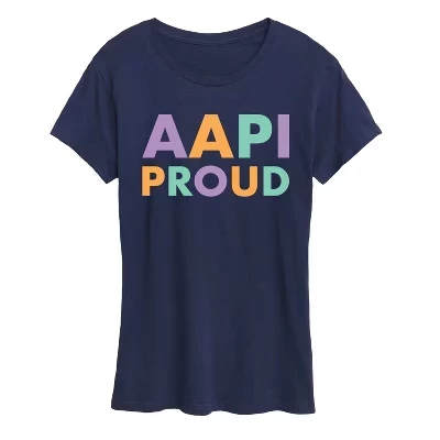 Женская футболка с коротким рукавом и графическим принтом AAPI Proud, синяя