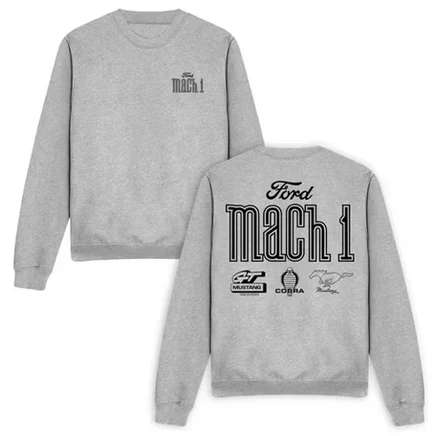 Мужская толстовка с логотипом Mustang Mach 1 спереди и сзади с круглым вырезом athletic heather