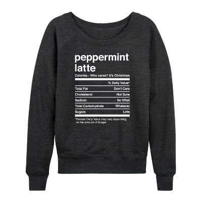 Женская футболка Peppermint Latte Nutrition Легкая французская махровая рубашка с широким вырезом и длинным рукавом с графическим рисунком heather charcoal