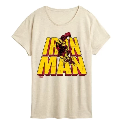 Женская футболка с надписью Iron Man Stacked Name Оверсайз с коротким рукавом и графическим принтом birch