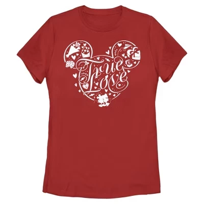 Женская футболка со значком Mickey & Friends Valentine Love Ears красного цвета