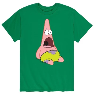 Мужская футболка Patrick Star Surprised с коротким рукавом и графическим рисунком зеленого цвета