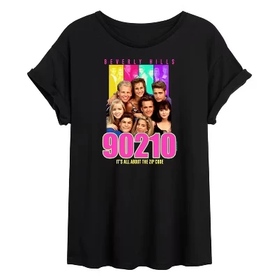 Женская - Beverly Hills 90210 - Все дело в почтовом индексе, Футболка оверсайз с графическим принтом, черная