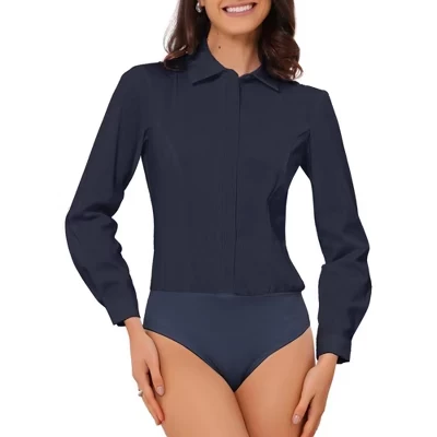 Женское боди Inspire Chic Button Down Blouse, синее