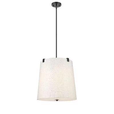 Подвеска Weston 5-Light с регулируемой яркостью освещения - Шикарная матовая никелированная сталь с кремовым тканевым оттенком черного