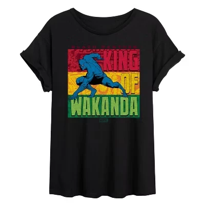 Женская футболка с объемным рисунком Black Panther King of Wakanda, черная